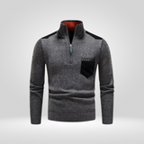 Pull Col Montant Zippé à Détails Contrastés