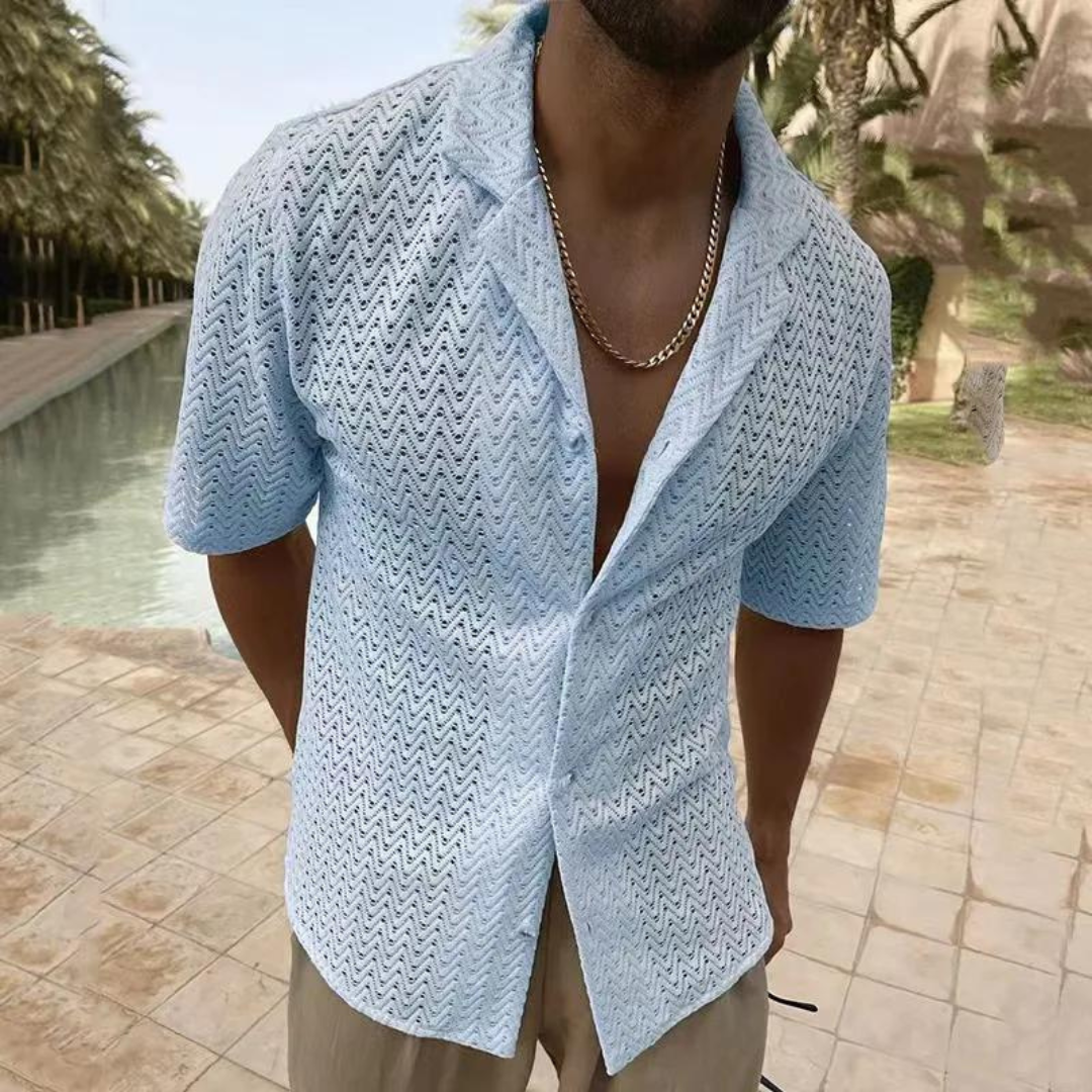 Chemise Ajourée à Col Revers
