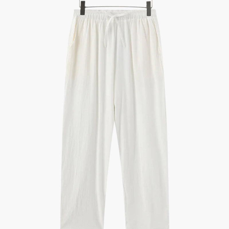 Pantalon Plissé à Taille Élastique et Cordon