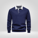 Polo Manches Longues à Col Contrasté