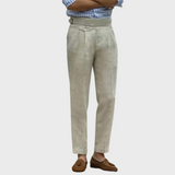 Pantalon Habillé en Lin Mélangé Coupe Fuselée