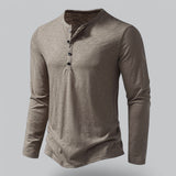 T-Shirt Homme Col Tunisien à Manches Longues