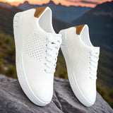 Baskets homme perforées en simili cuir mat