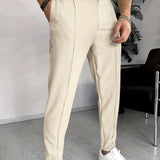 Pantalon Texturé à Taille Élastique et Cordon