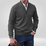 Pull Col Montant Zippé en Maille Fine