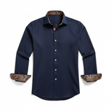 Chemise habillée cintrée à manches longues pour homme avec col et poignets contrastés