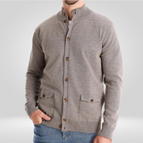 Cardigan Boutonné à Col Montant