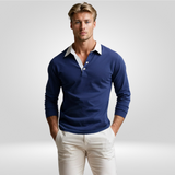 Polo Manches Longues à Col Contrasté