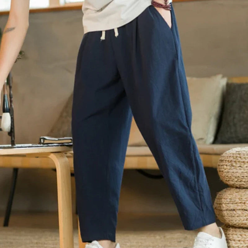 Pantalon Ample Plissé à Taille Élastique
