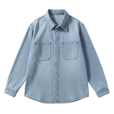 Chemise en jean pour homme coupe ample vintage en coton à manches longues