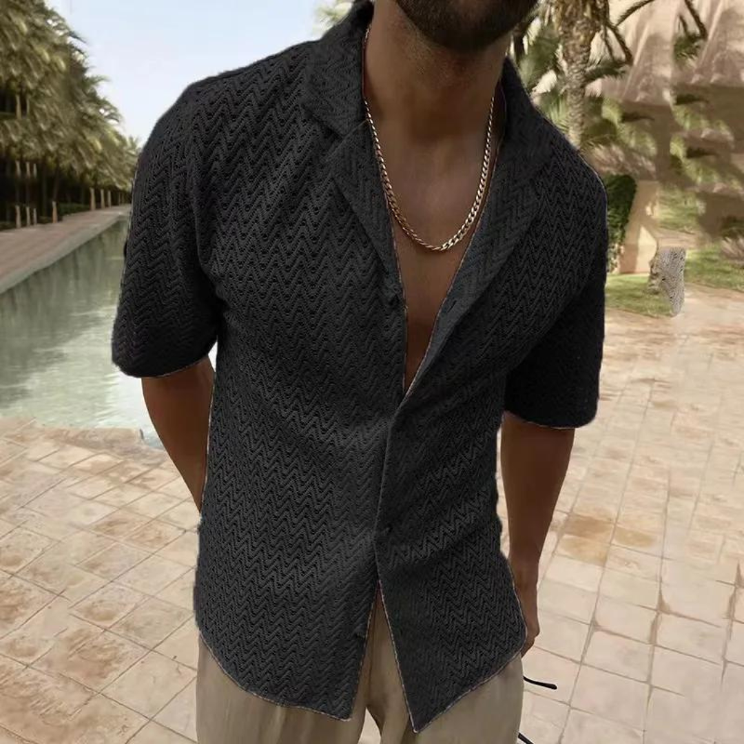 Chemise Ajourée à Col Revers
