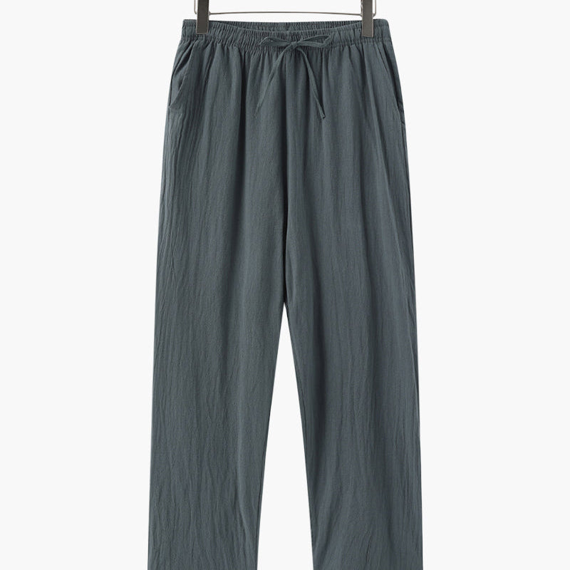Pantalon Plissé à Taille Élastique et Cordon