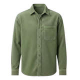 Chemise en velours côtelé pour homme avec col rabattu et poche poitrine
