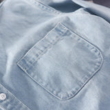 Chemise Homme en Denim à Col Mao
