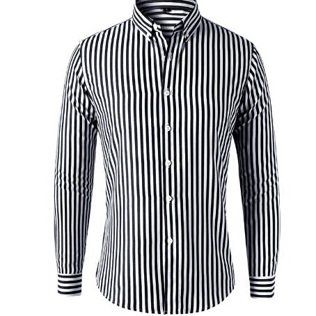 Chemise Rayée à Col Boutonné
