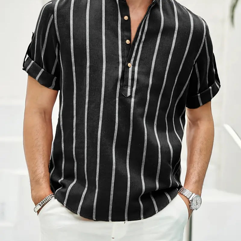 Chemise Rayée à Col Officier