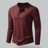 T-Shirt Homme Col Tunisien à Manches Longues