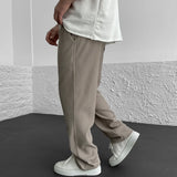 Pantalon Texturé à Rayures Verticales Coupe Ample