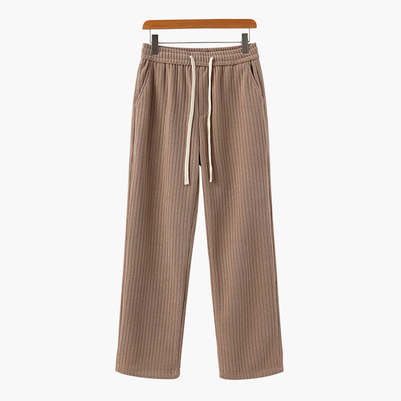 Pantalon Large Texturé à Cordon Contrasté