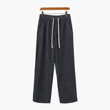Pantalon Large Texturé à Cordon Contrasté