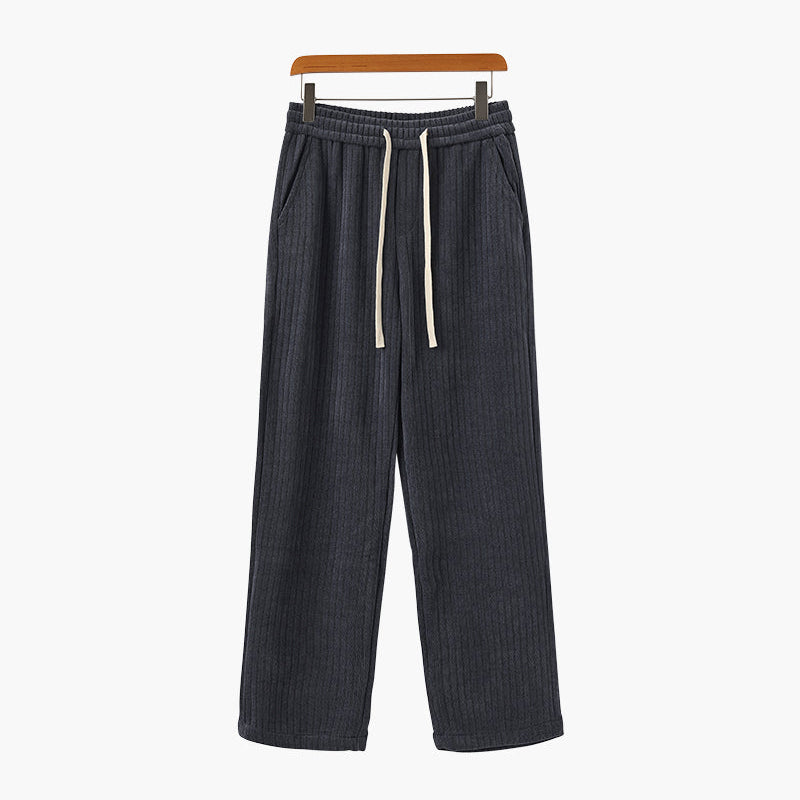 Pantalon Large Texturé à Cordon Contrasté