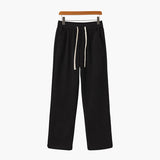 Pantalon Large Texturé à Cordon Contrasté