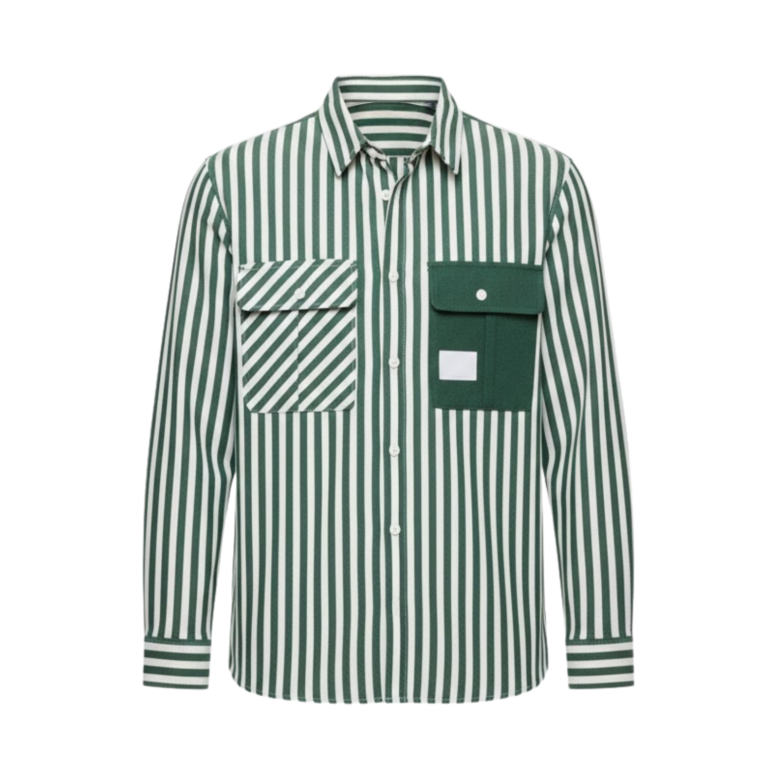 Chemise à rayures pour homme avec poches asymétriques et manches longues