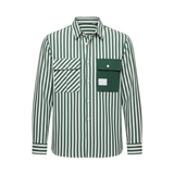 Chemise à rayures pour homme avec poches asymétriques et manches longues