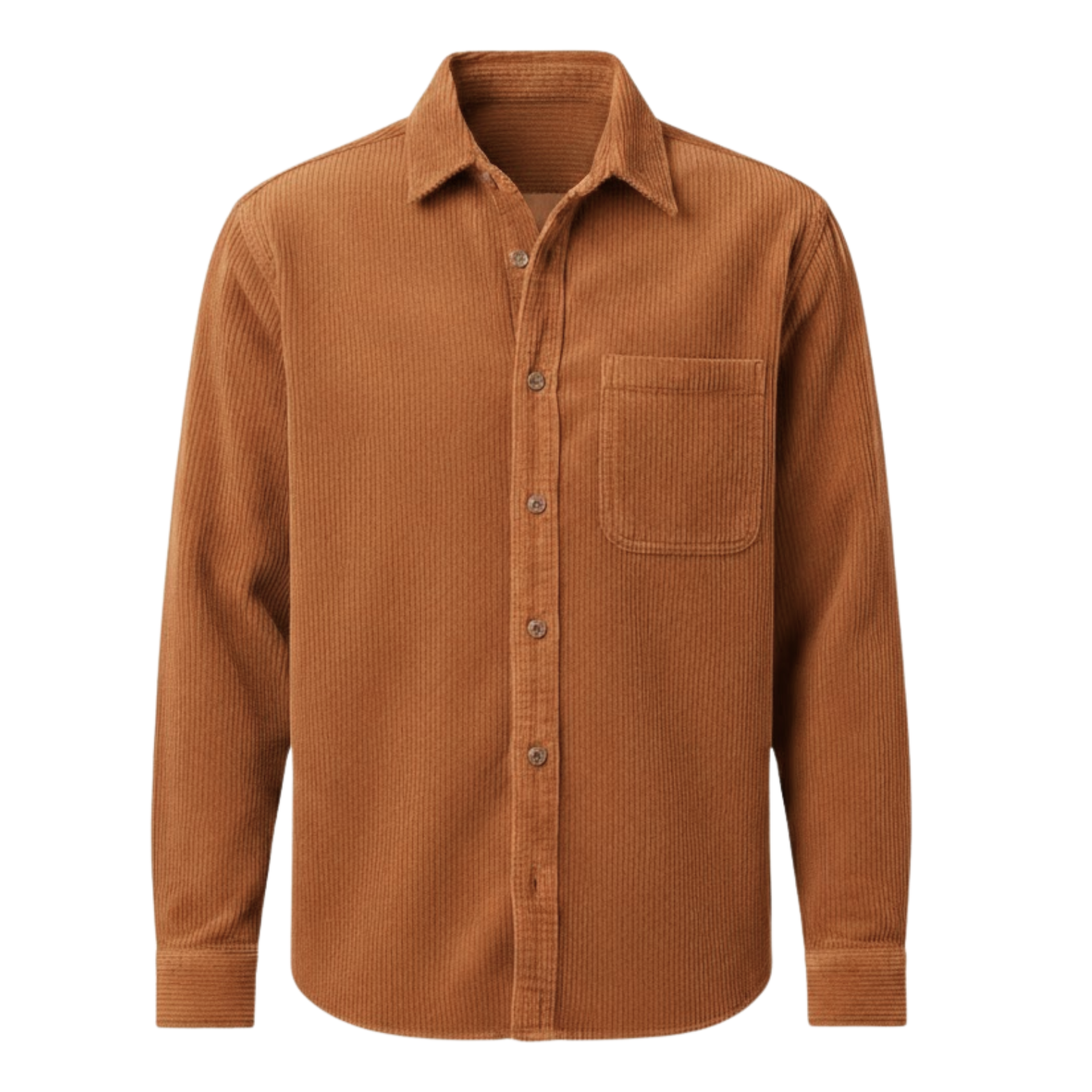 Chemise en velours côtelé pour homme avec col rabattu et poche poitrine