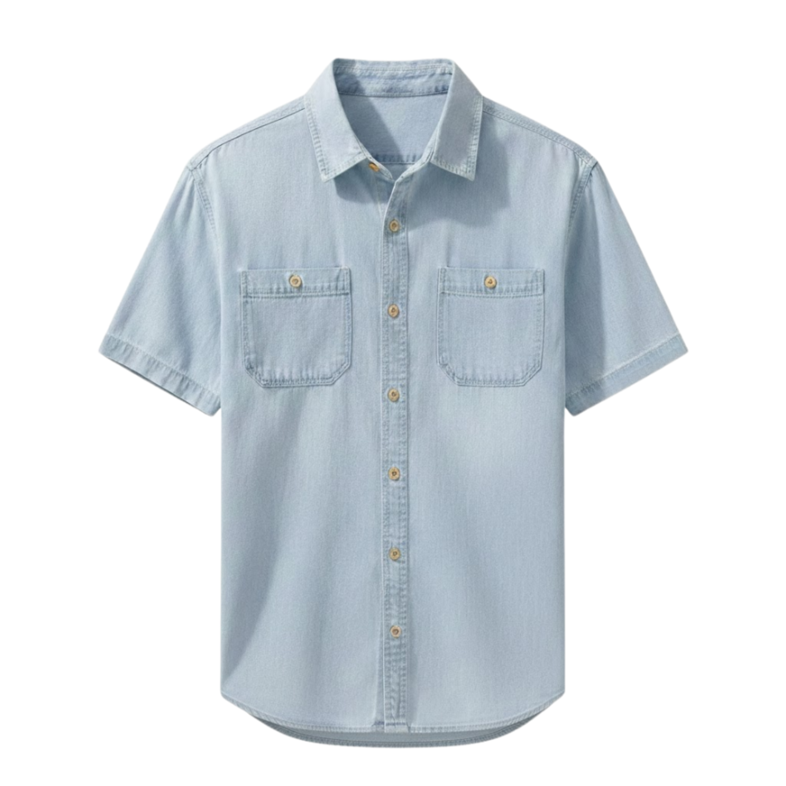 Chemise en jean à manches courtes pour homme 100% coton avec poches poitrine