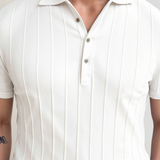 Polo Homme Texturé à Col Ouvert