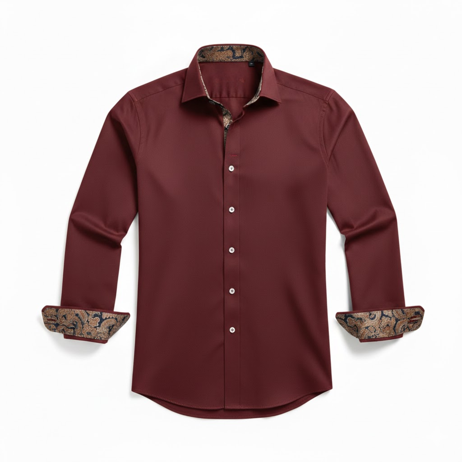Chemise habillée cintrée à manches longues pour homme avec col et poignets contrastés