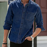 Chemise en Denim à Poche Poitrine
