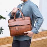 Serviette homme vintage en PU à bandoulière réglable
