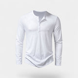 T-Shirt Homme Col Tunisien à Manches Longues