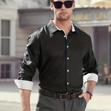 Chemise Contrastée à Manches Longues