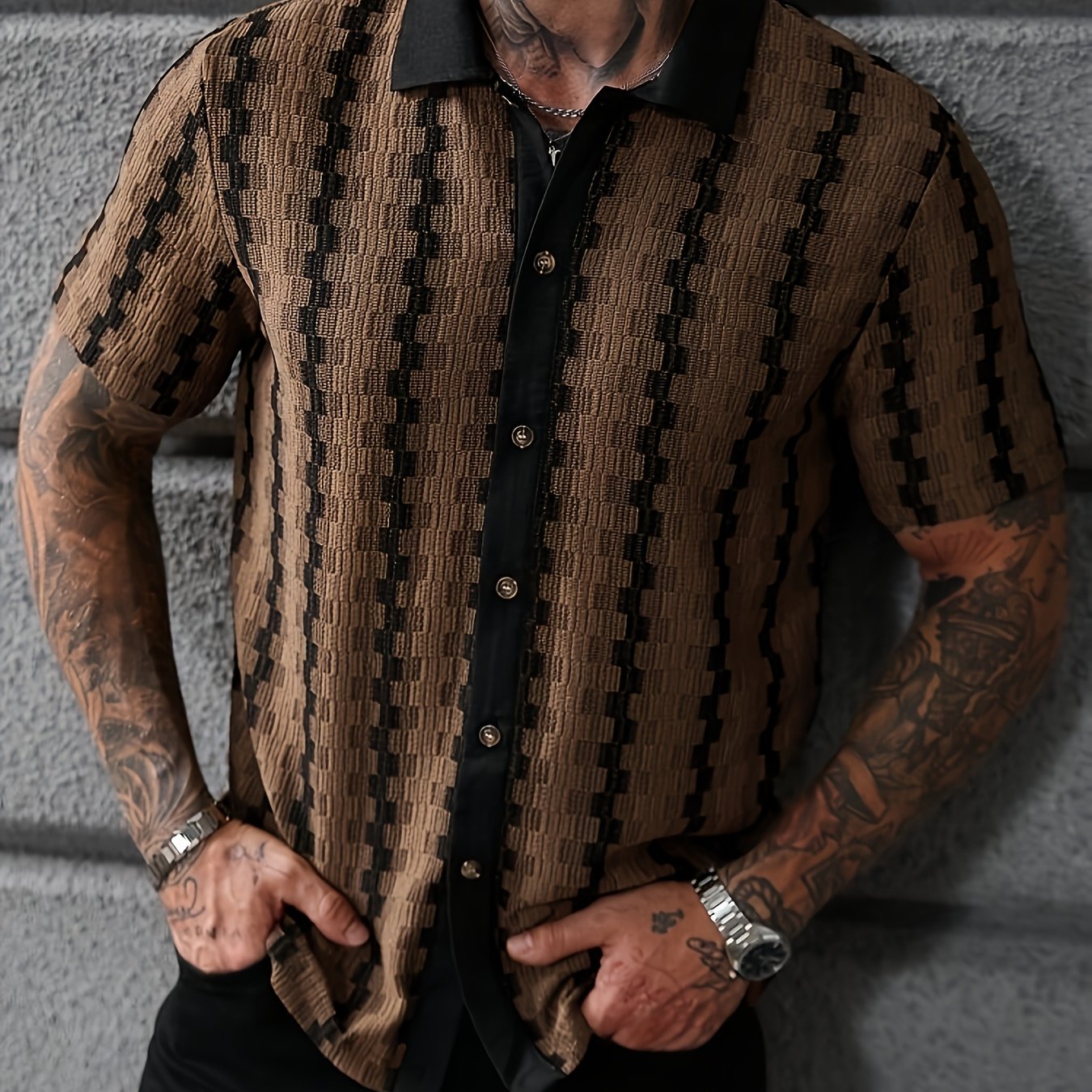 Chemise Homme à Rayures Verticales Texturées