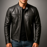 Veste En Cuir Marrone Homme