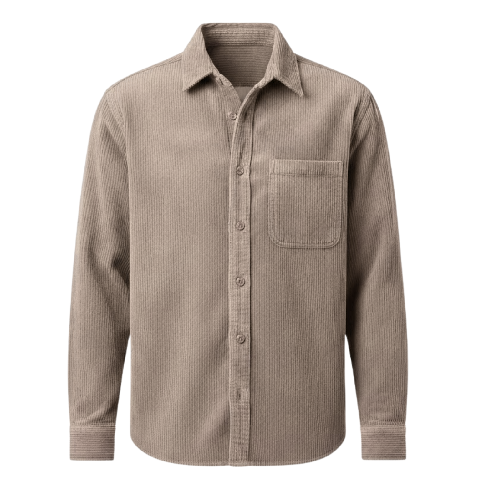 Chemise en velours côtelé pour homme avec col rabattu et poche poitrine