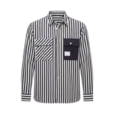Chemise à rayures pour homme avec poches asymétriques et manches longues