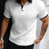 Polo Homme Texturé à Col Contrasté