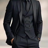 Costume trois pièces homme coupe slim avec gilet croisé