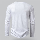 T-Shirt Homme Col Tunisien à Manches Longues