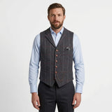 Gilet en tweed à col à revers pour homme
