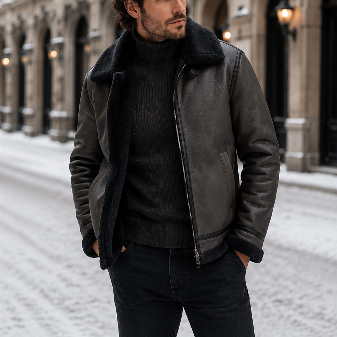 Blouson aviateur homme doublé peau lainée synthétique