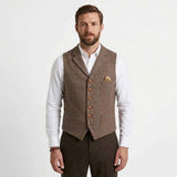 Gilet en tweed à col à revers pour homme