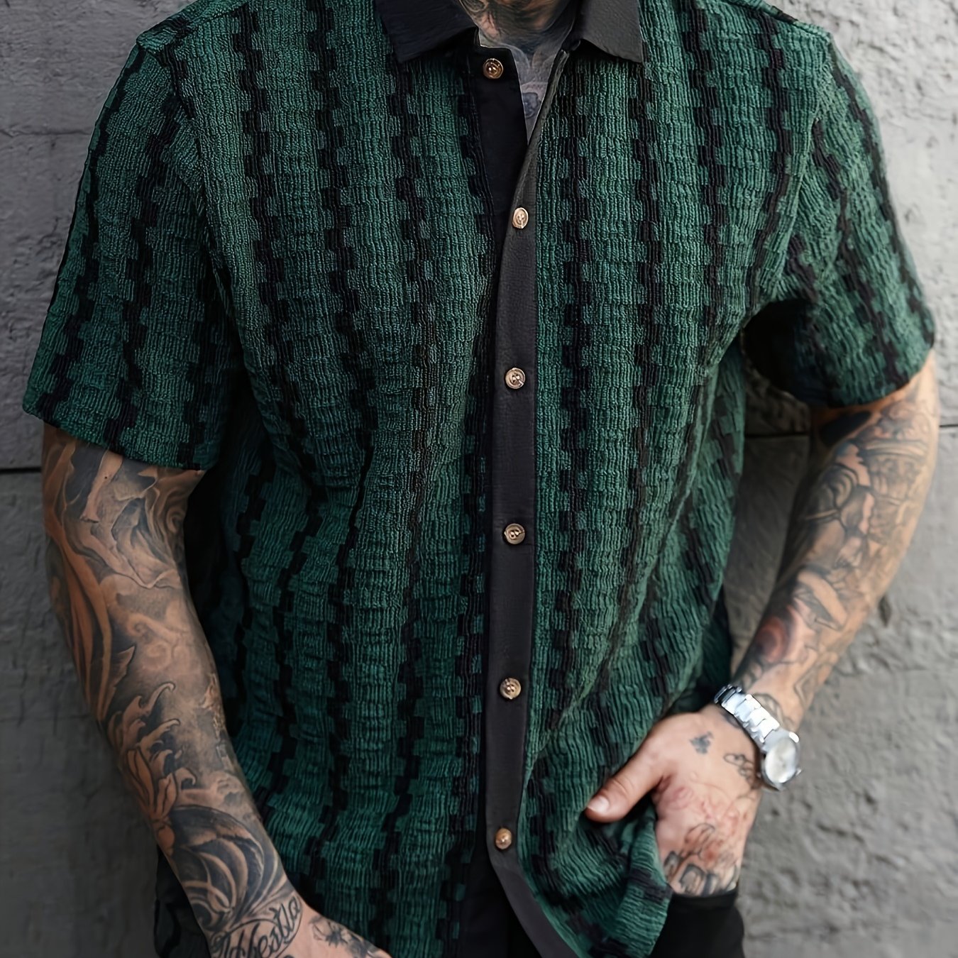 Chemise Homme à Rayures Verticales Texturées