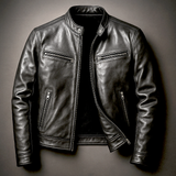 Veste En Cuir Marrone Homme