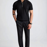 Polo Homme Texturé à Col Ouvert