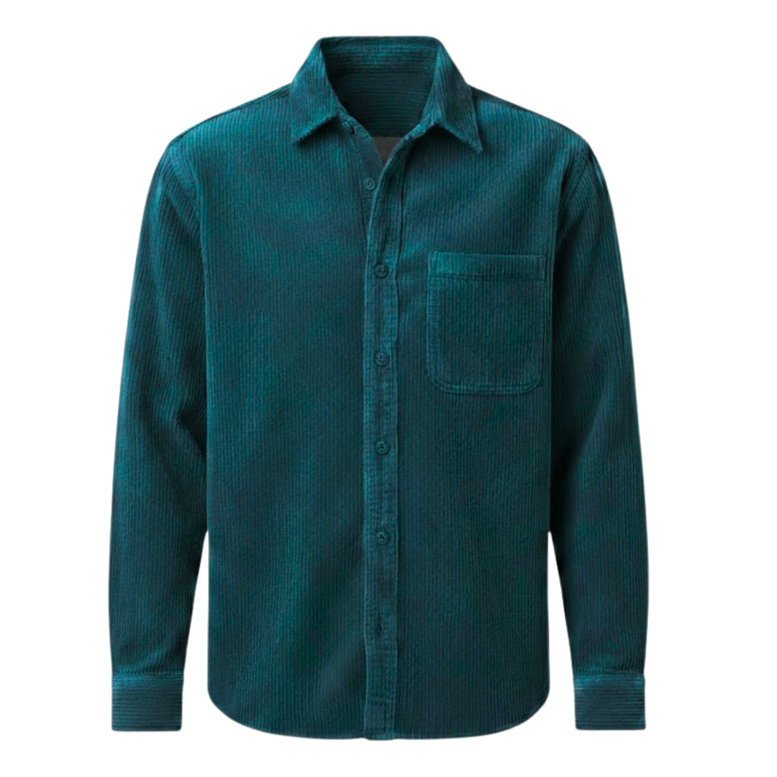 Chemise en velours côtelé pour homme avec col rabattu et poche poitrine